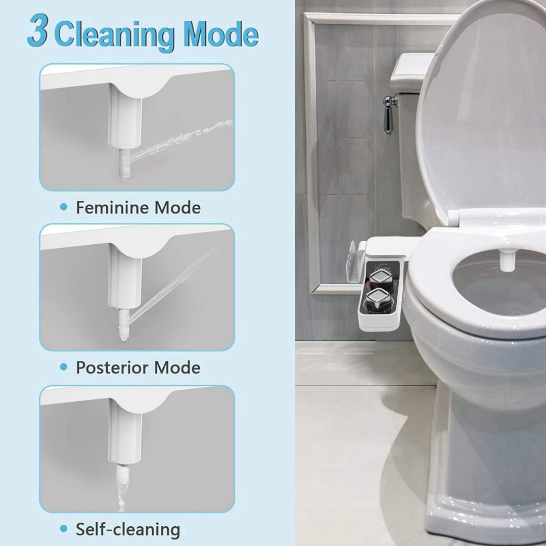 GOESMO Hot & Cold Bidet Attachment for Toilet - Dual Nozzle, Non-Electric