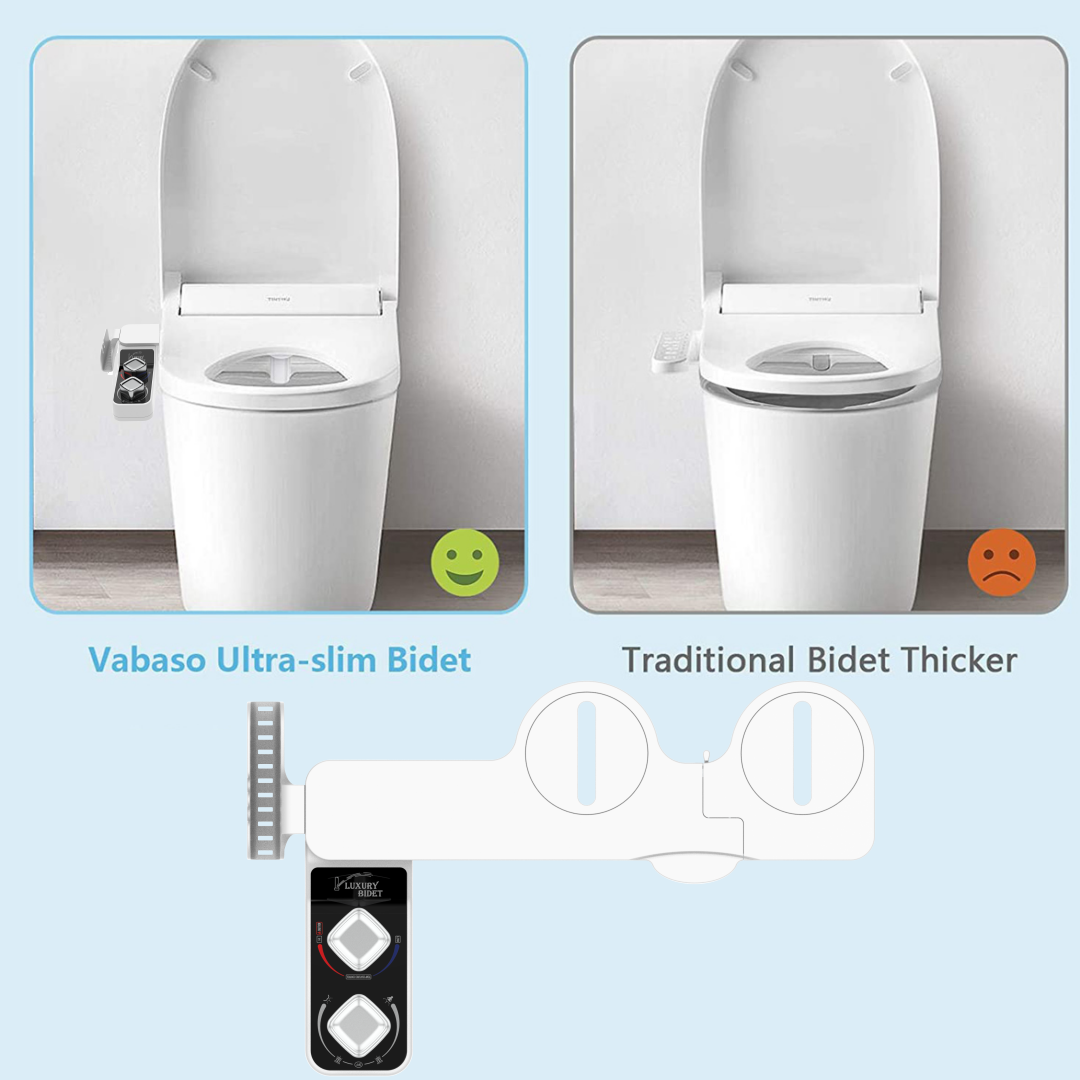 GOESMO Hot & Cold Bidet Attachment for Toilet - Dual Nozzle, Non-Electric