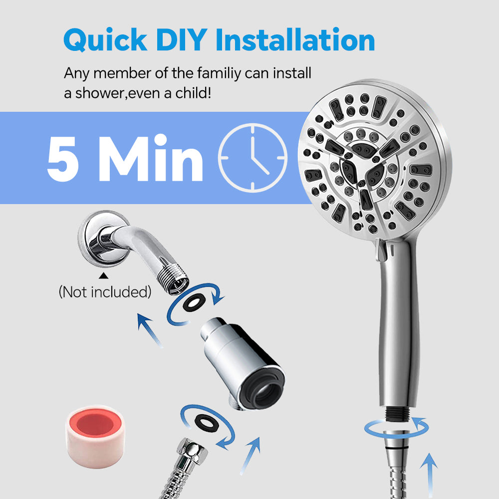 Magnetic shower head without bracket for fast tool-free installation