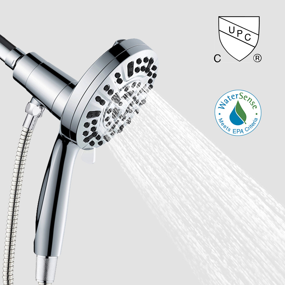 GOESMO 16991 WaterSense certified handheld shower head with UPC compliance and magnetic docking