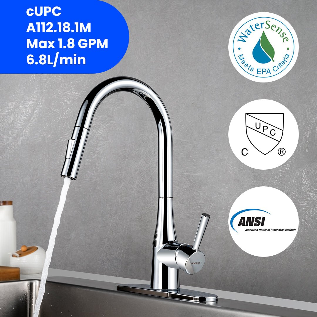 GOESMO 20851 Magnetic Sensor Kitchen Faucet – Pull to Flow faucetsnew
