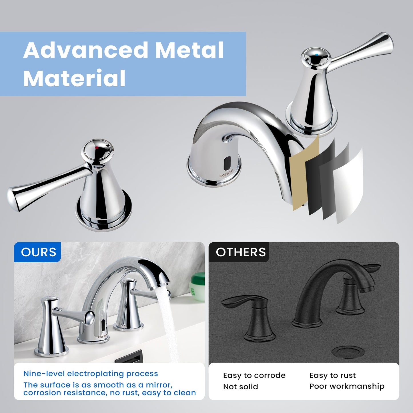 GOESMO 29180 Smart Dual - Handle Touchless Faucet for Bathrom Sink bathroombathroom