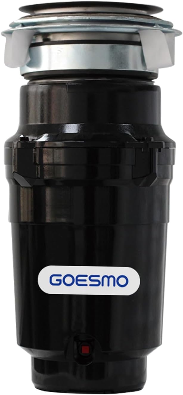 GOESMO Wall Switch Garbage Disposal 1/2 HP Continuous Feed Garbage Disposal with Power Cord, Stainless Steel Grinding System, Waste Disposer Badger for Kitchen Sink Black BH71-D,Standard Series