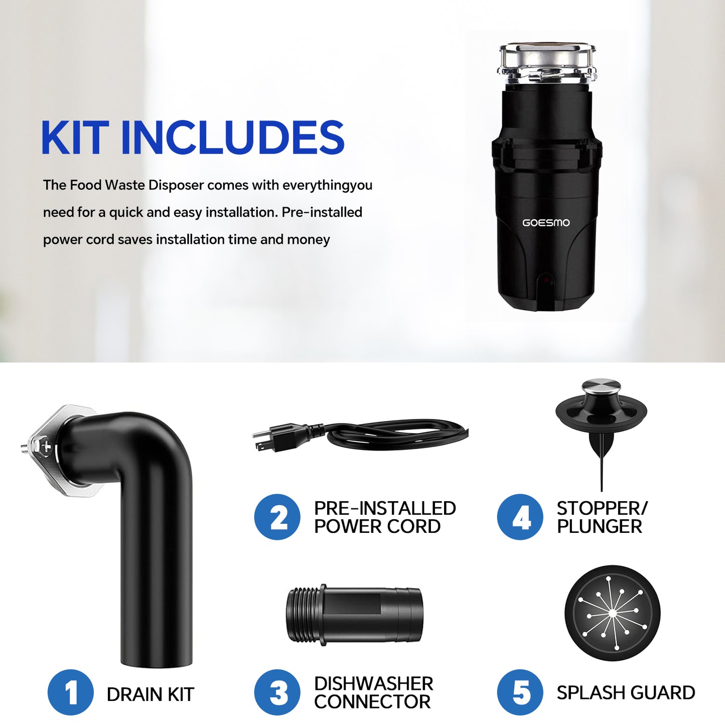 GOESMO DW301 Kitchen Food Waste Disposer
