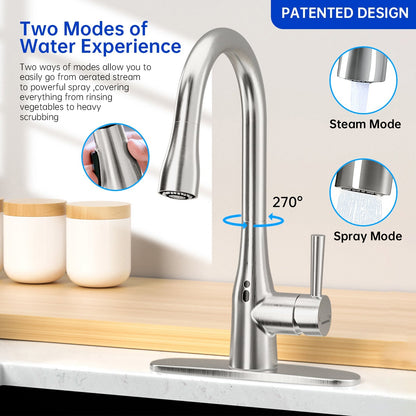 GOESMO 20850 Touchless Single Handle Kitchen Faucet with Pull Down Sprayer faucetsfaucets