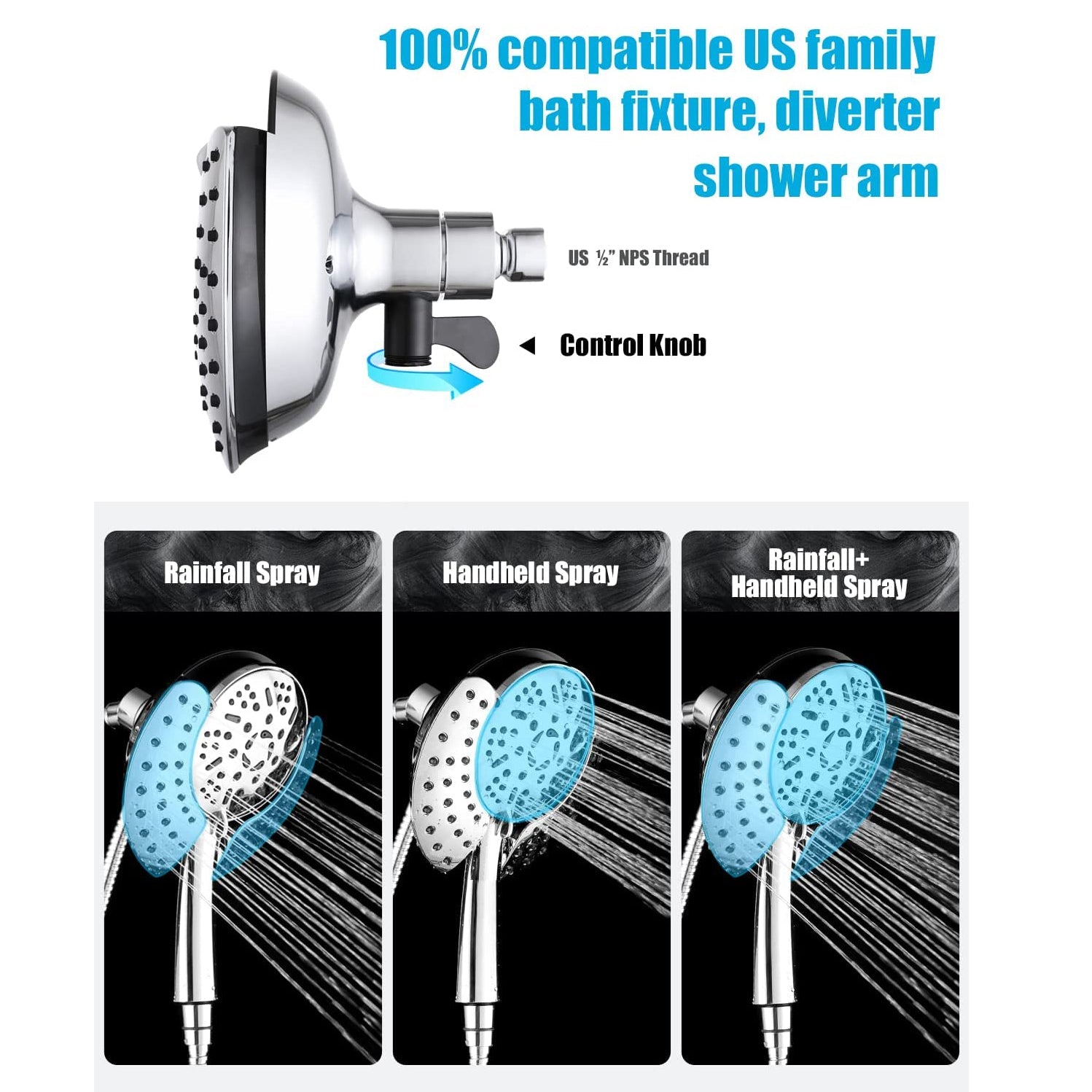 GOESMO 23231 Detacheable 2 in 1 Shower Head Set bathroomnew