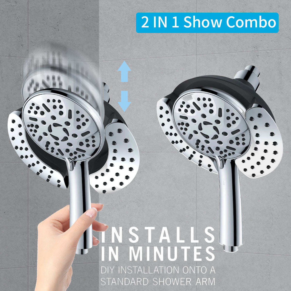 GOESMO 23231 Detacheable 2 in 1 Shower Head Set bathroomnew