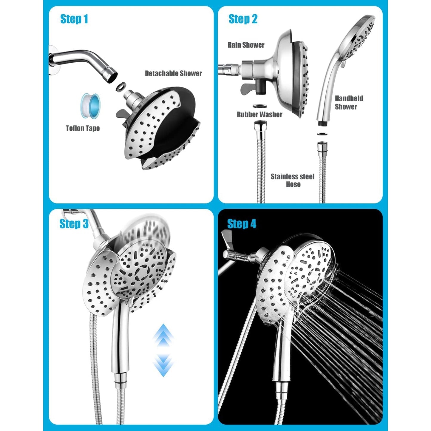 GOESMO 23231 Detacheable 2 in 1 Shower Head Set bathroomnew