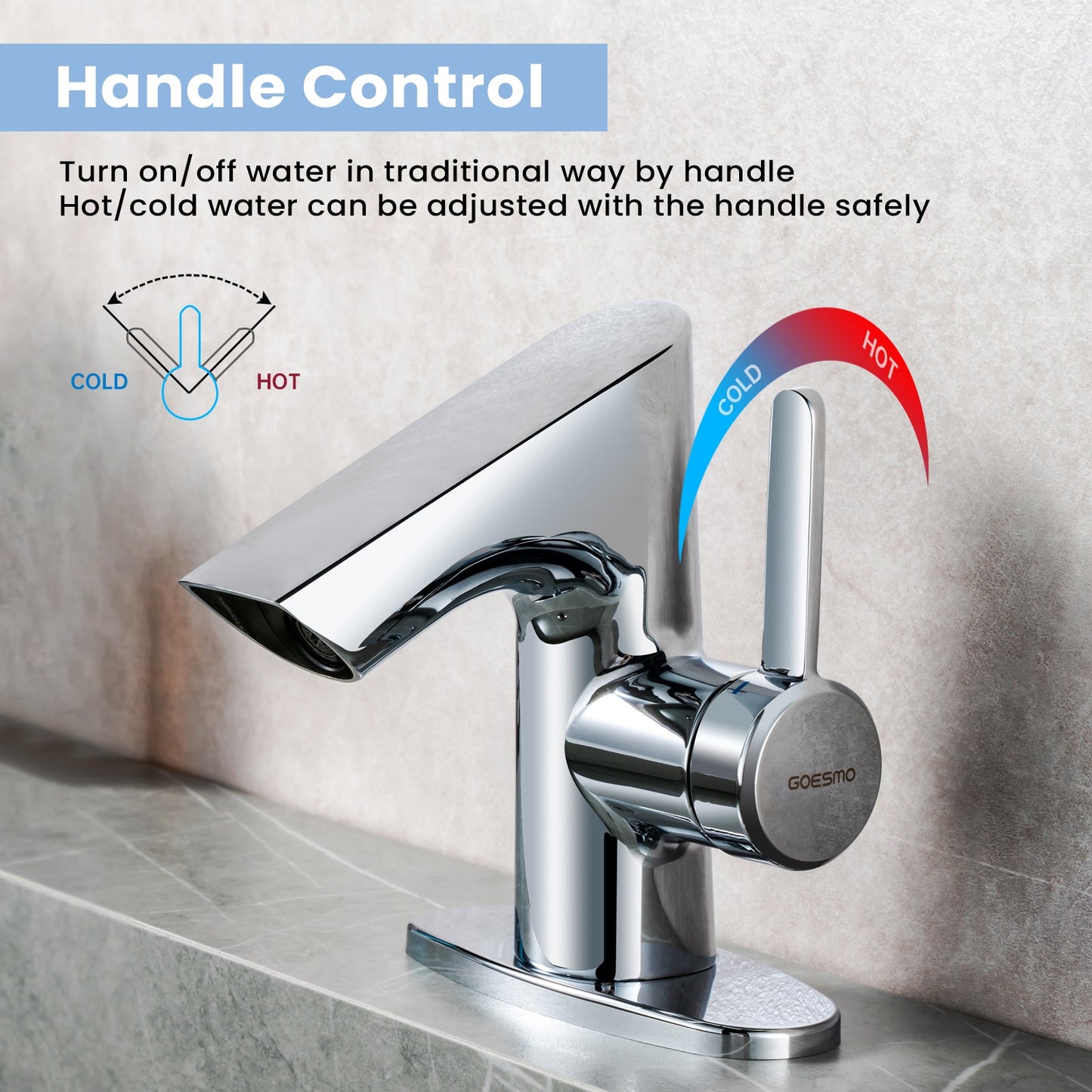 GOESMO 29140 Single Handle Dual Control Infrared Dual Sensor Bathroom Sink Faucet bathroombathroom