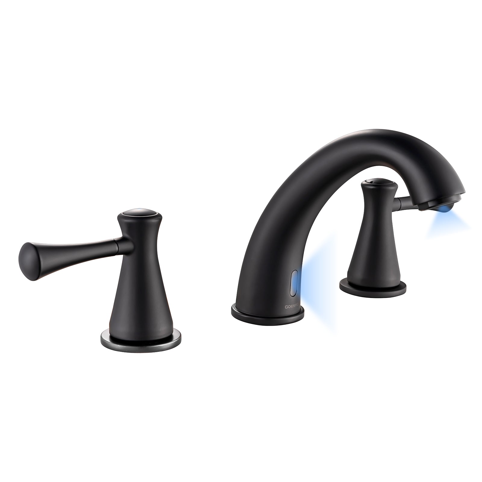 Touchless widespread bathroom sink faucet in matte black